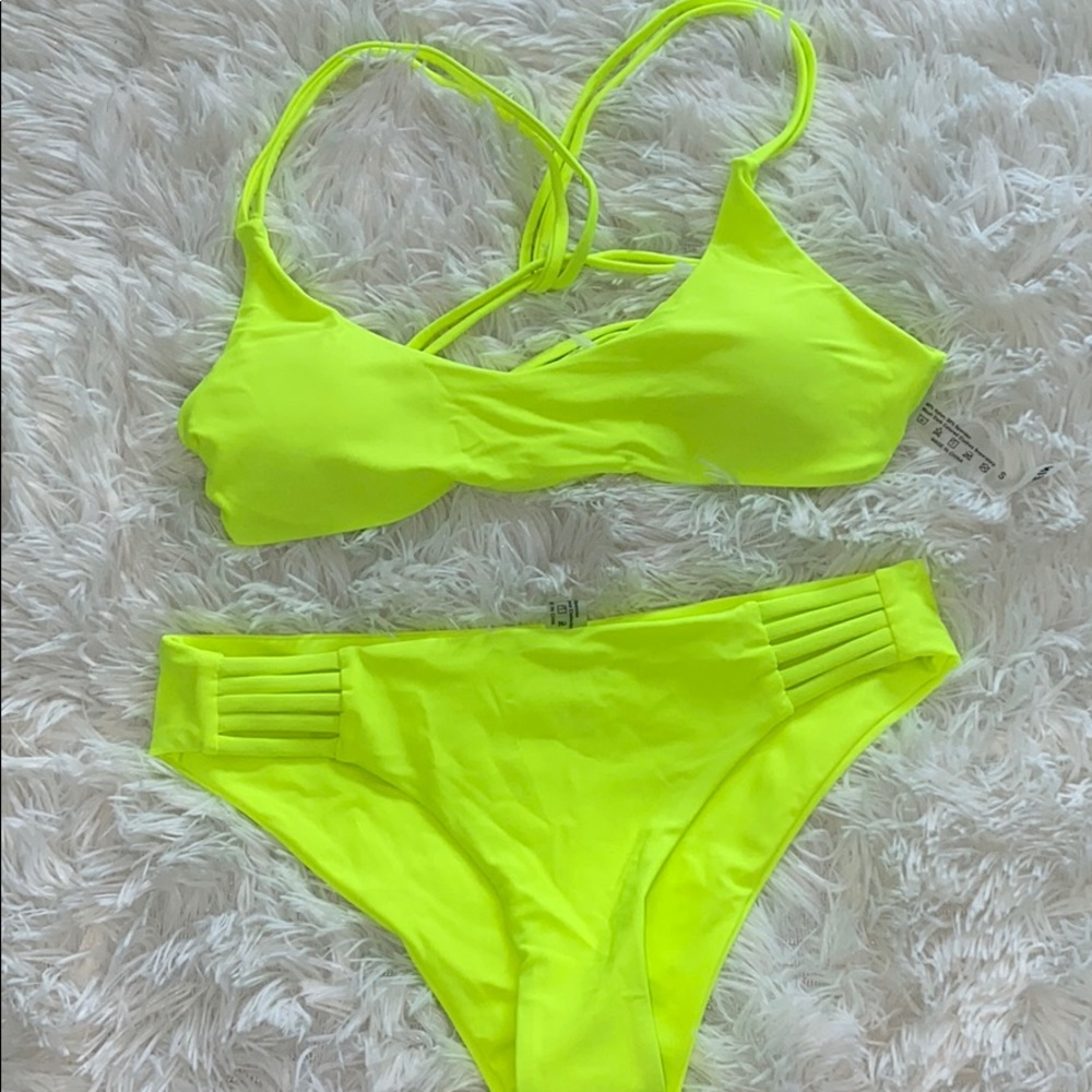 neon yellow swimsuit